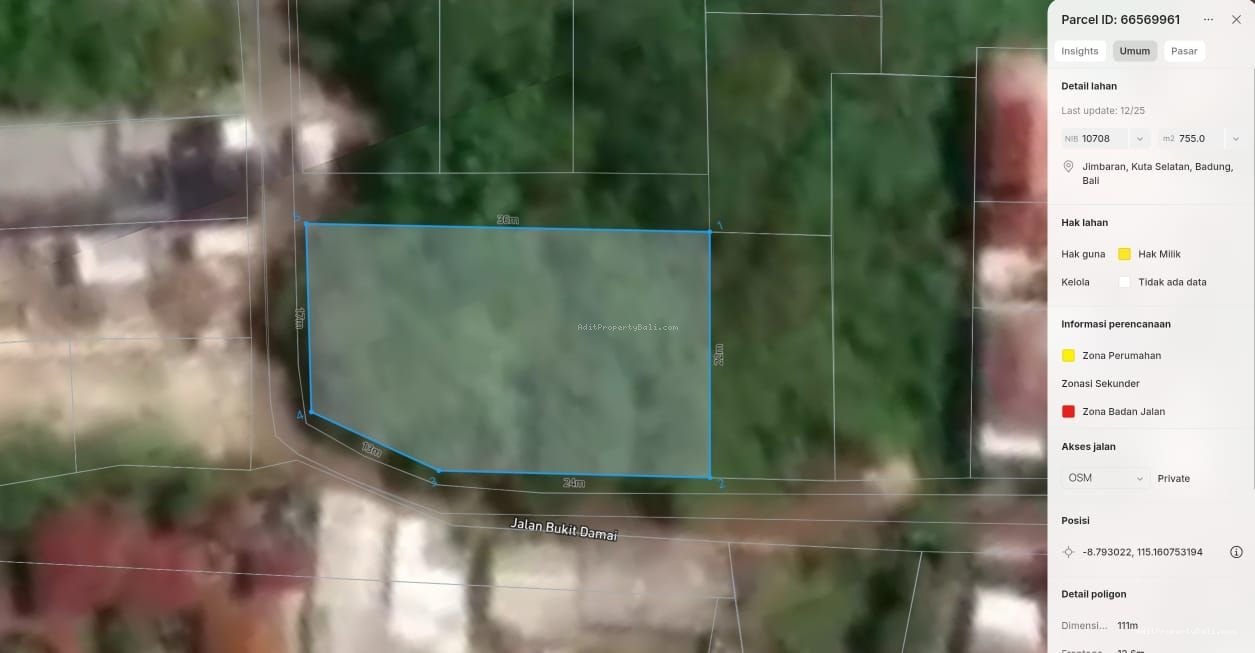 Tanah bukit damai jimbaran