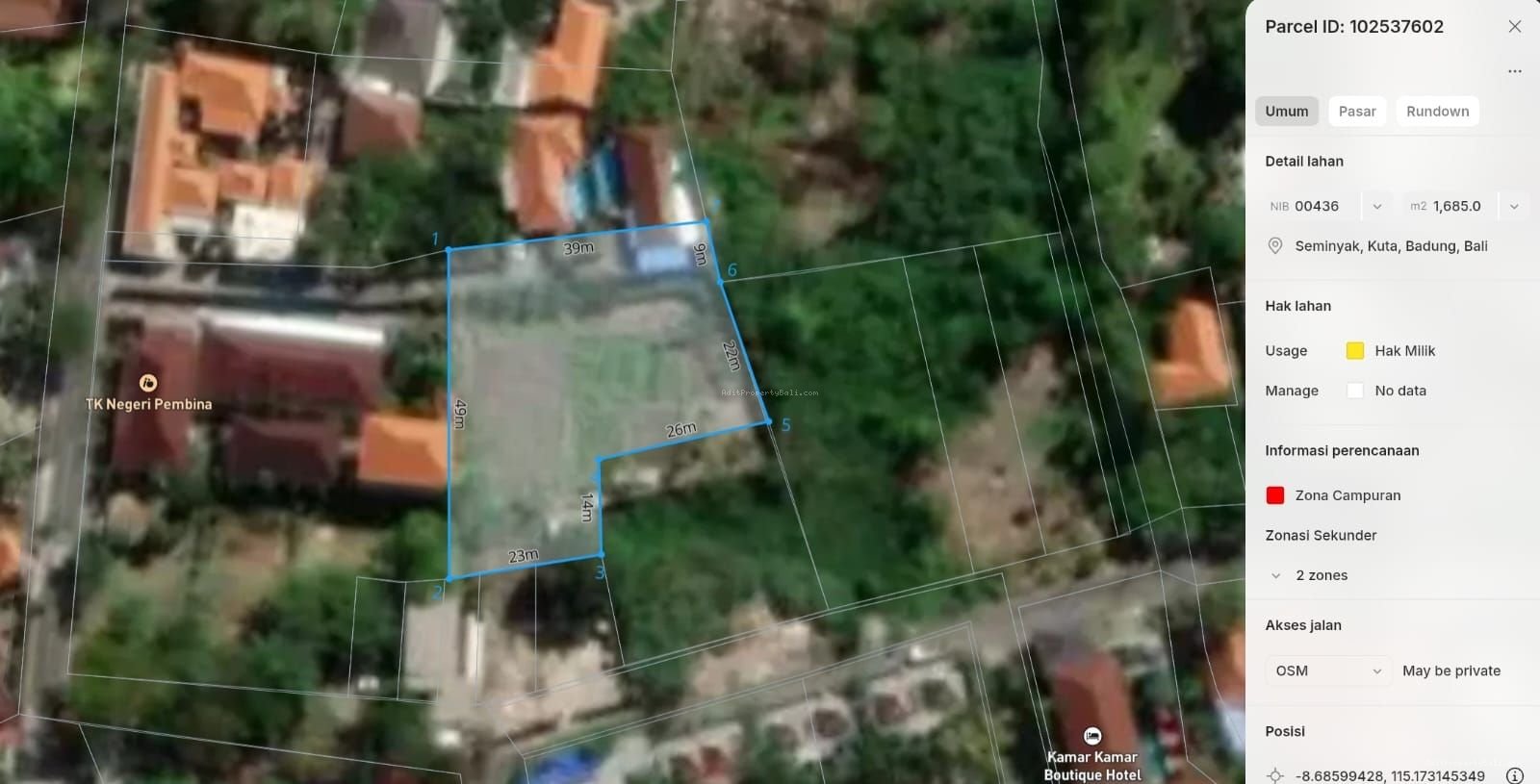 Tanah Dewi saraswati kuta