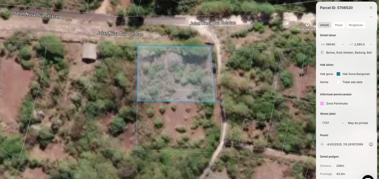 Tanah Ocean View Raya Nusa Dua Selatan Badung