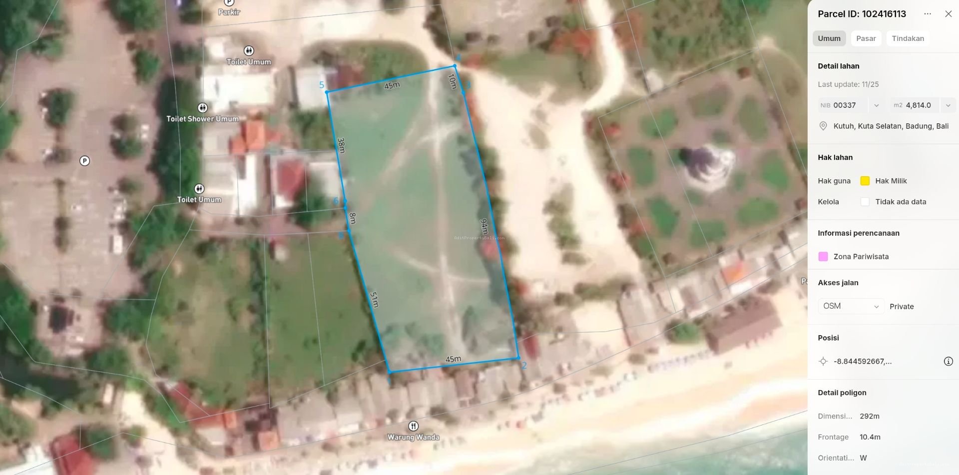 Tanah Beach front pantai pandawa jimbaran