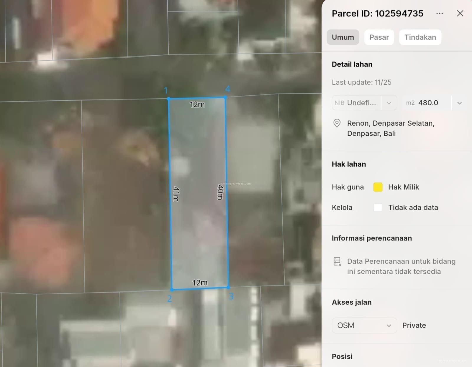 Tanah murah bonus kos renon