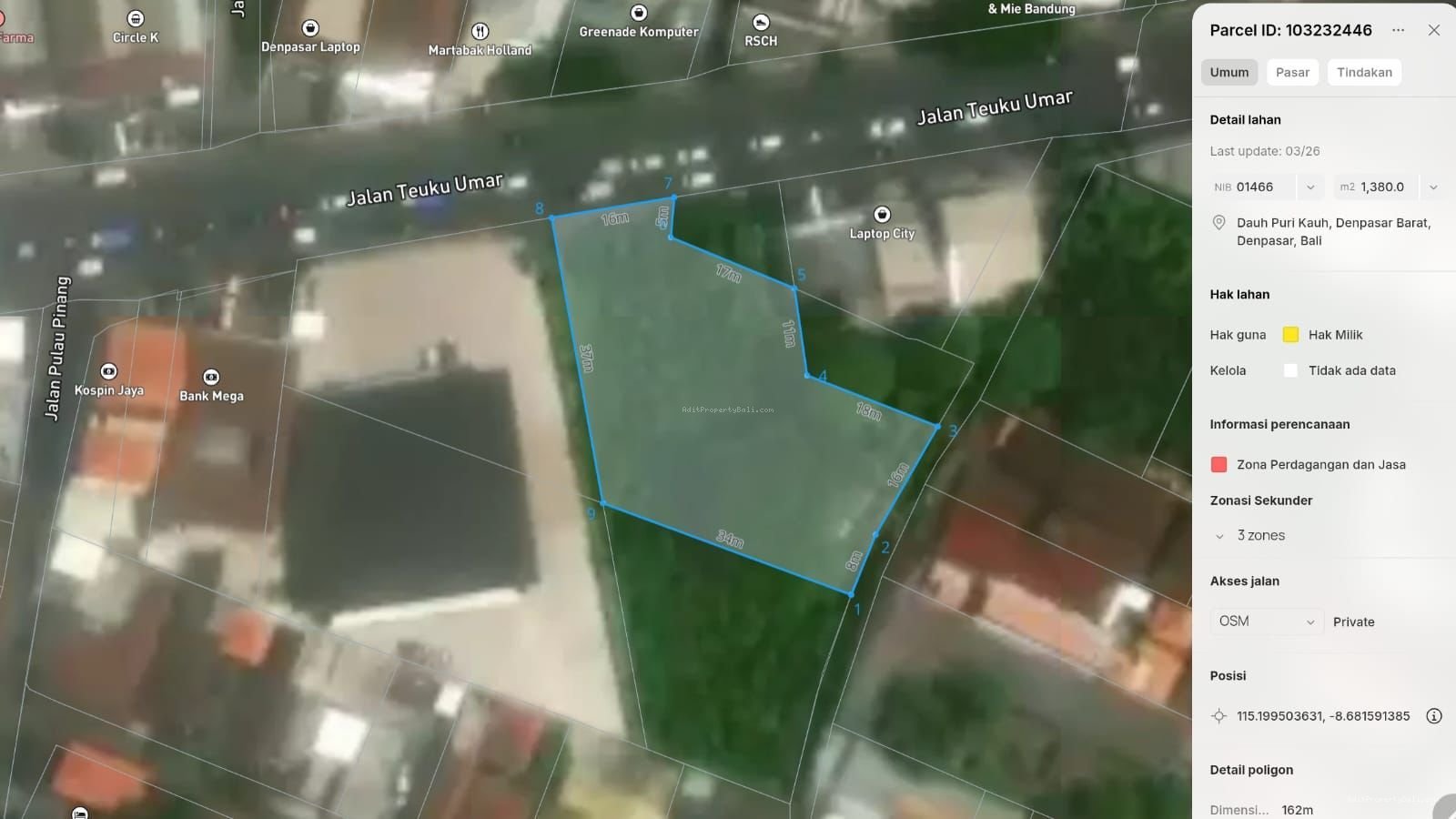 Tanah Raya Teuku Umar Barat Bali