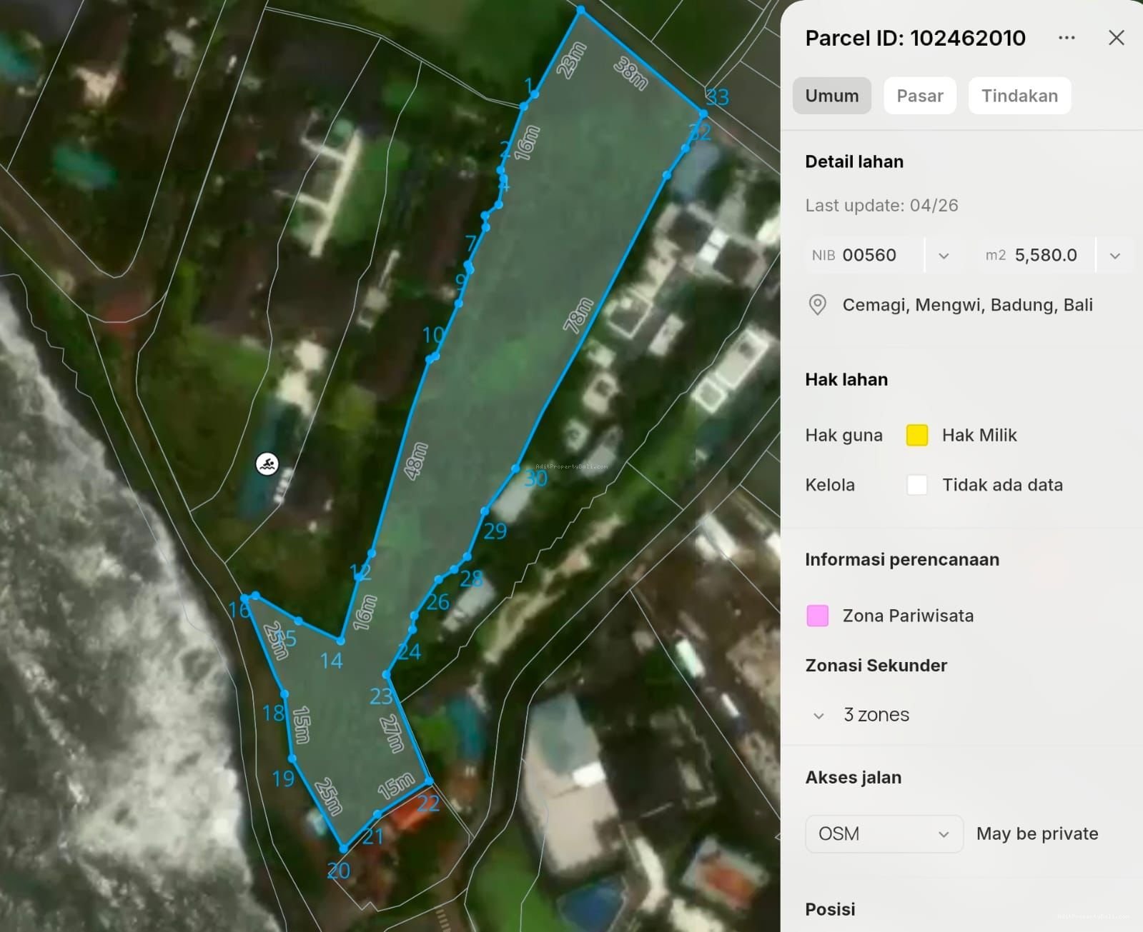 Tanah Beachfront Pantai Cemagi Badung Bali